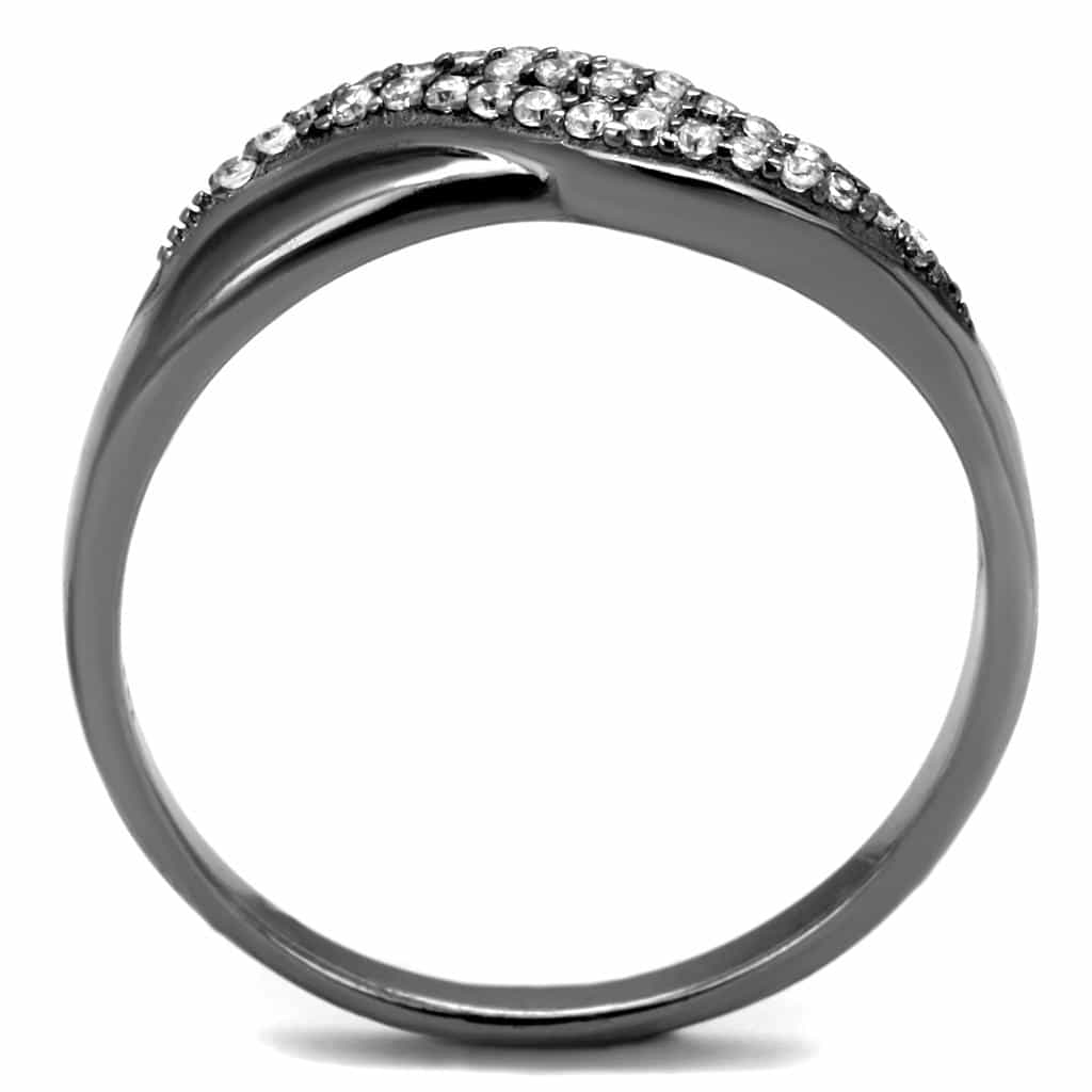 Sterling Silver CZ Round Cathedral Split Shank Pave Ring view 8