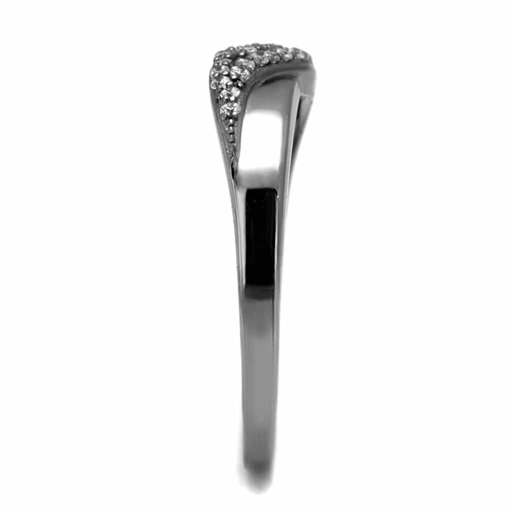Sterling Silver CZ Round Cathedral Split Shank Pave Ring view 9