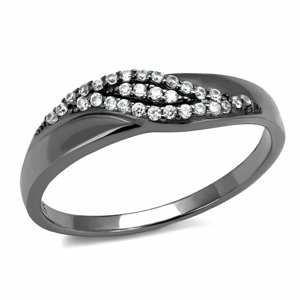 Sterling Silver CZ Round Cathedral Split Shank Pave Ring view 10