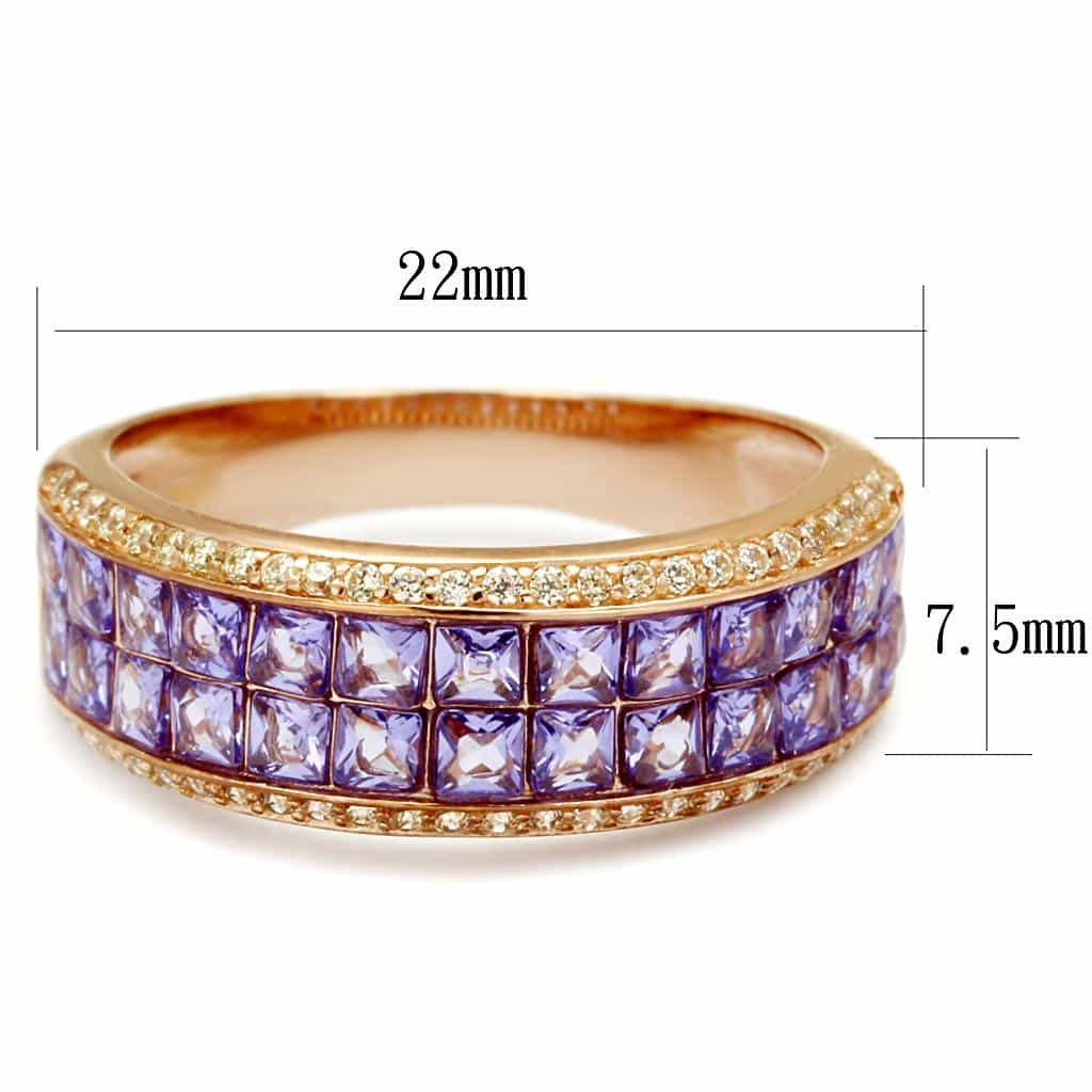 Sterling Silver Gold Two Tone Tanzanite Princess Channel Ring view 7