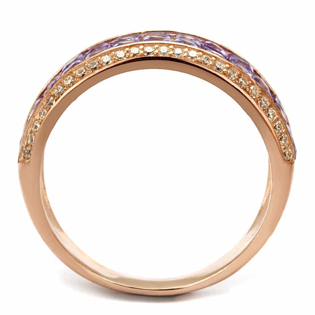 Sterling Silver Gold Two Tone Tanzanite Princess Channel Ring view 8