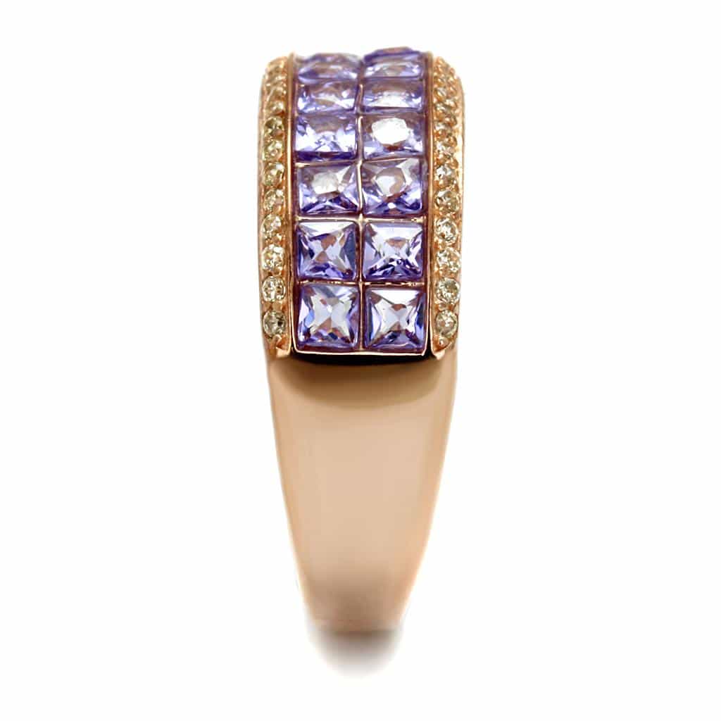 Sterling Silver Gold Two Tone Tanzanite Princess Channel Ring view 4
