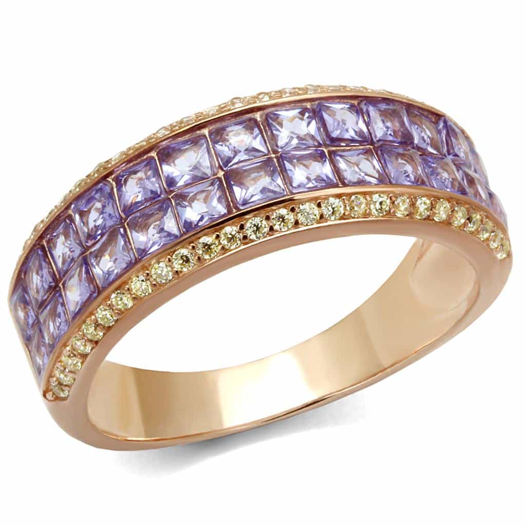 Sterling Silver Gold Two Tone Tanzanite Princess Channel Ring view 5