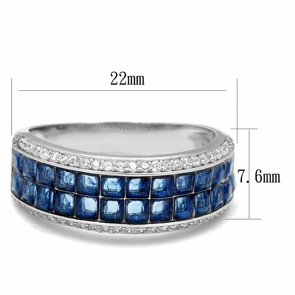 Sterling Silver Blue Sapphire Princess Channel Wide Ring view 2