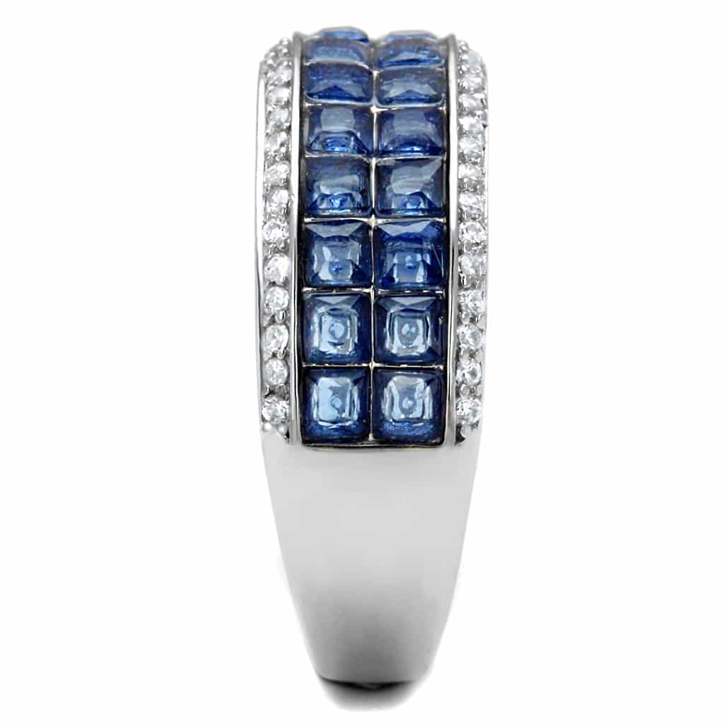 Sterling Silver Blue Sapphire Princess Channel Wide Ring view 9