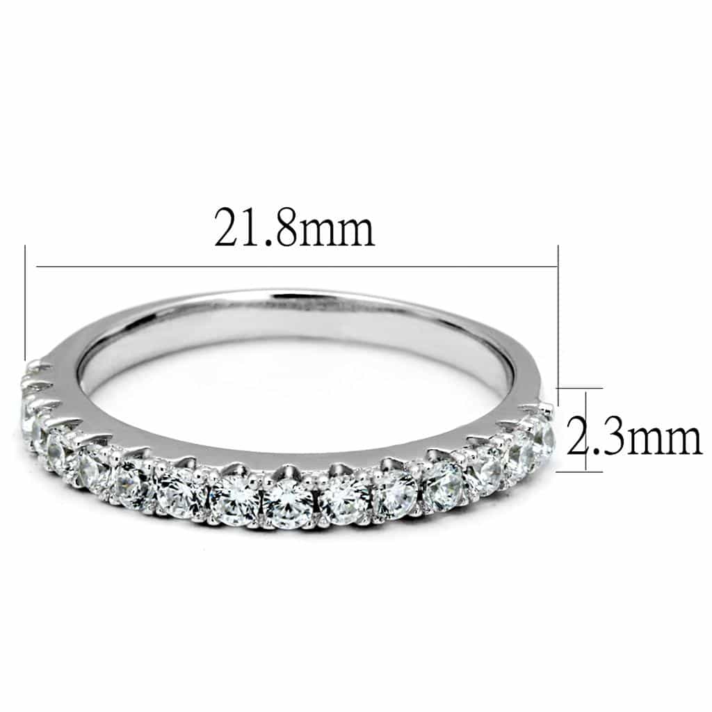 Sterling Silver CZ Pave Heart Row Thin Band Ring view 7