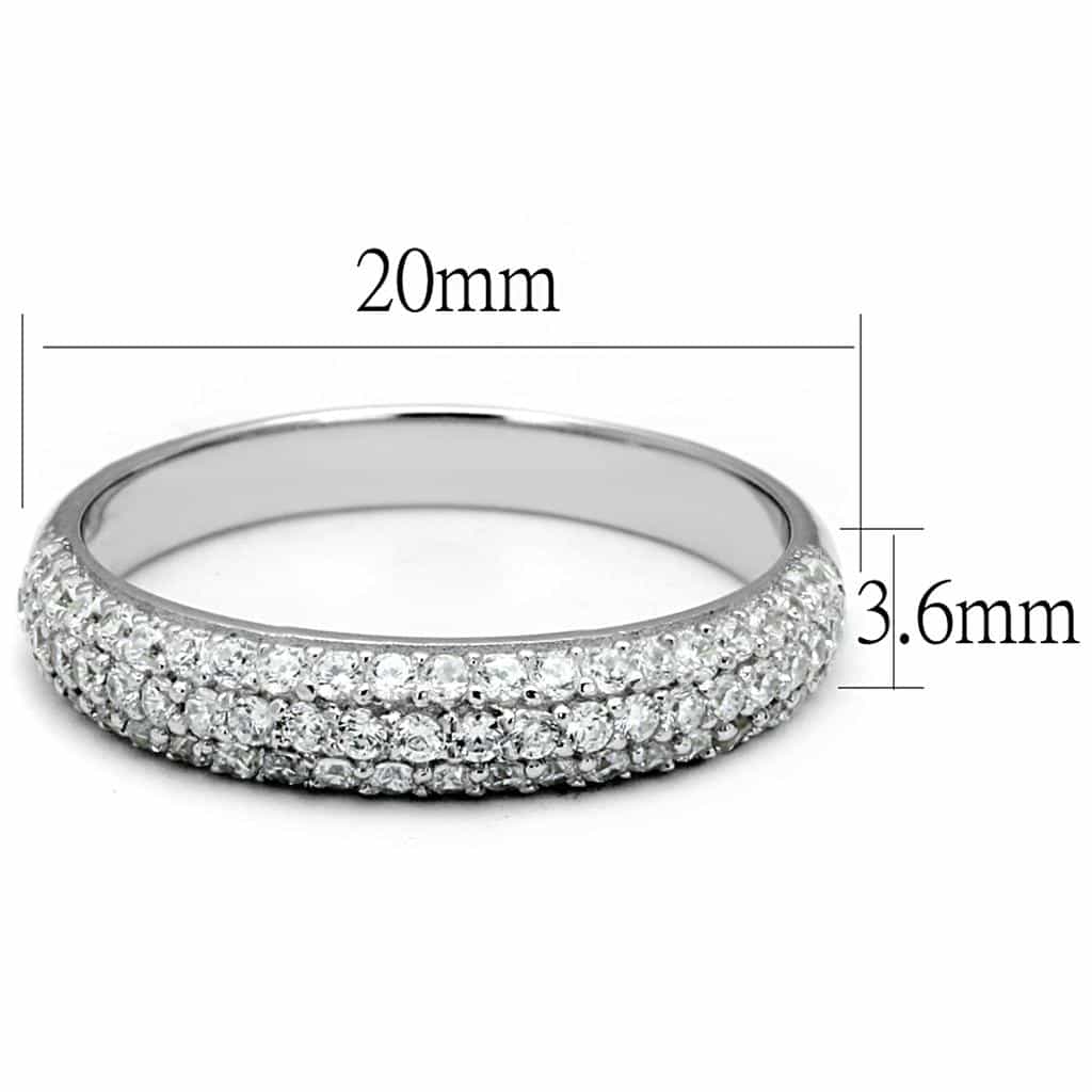 Sterling Silver CZ Triple Row Pave Dome Band Ring view 7