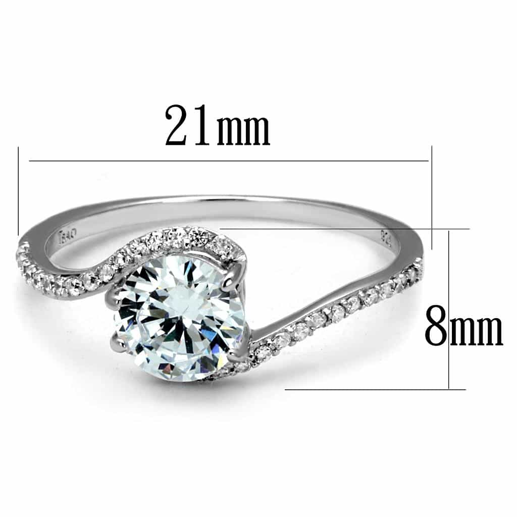 Sterling Silver CZ Round Swirl Bypass Pave Thin Ring TS536 view 7