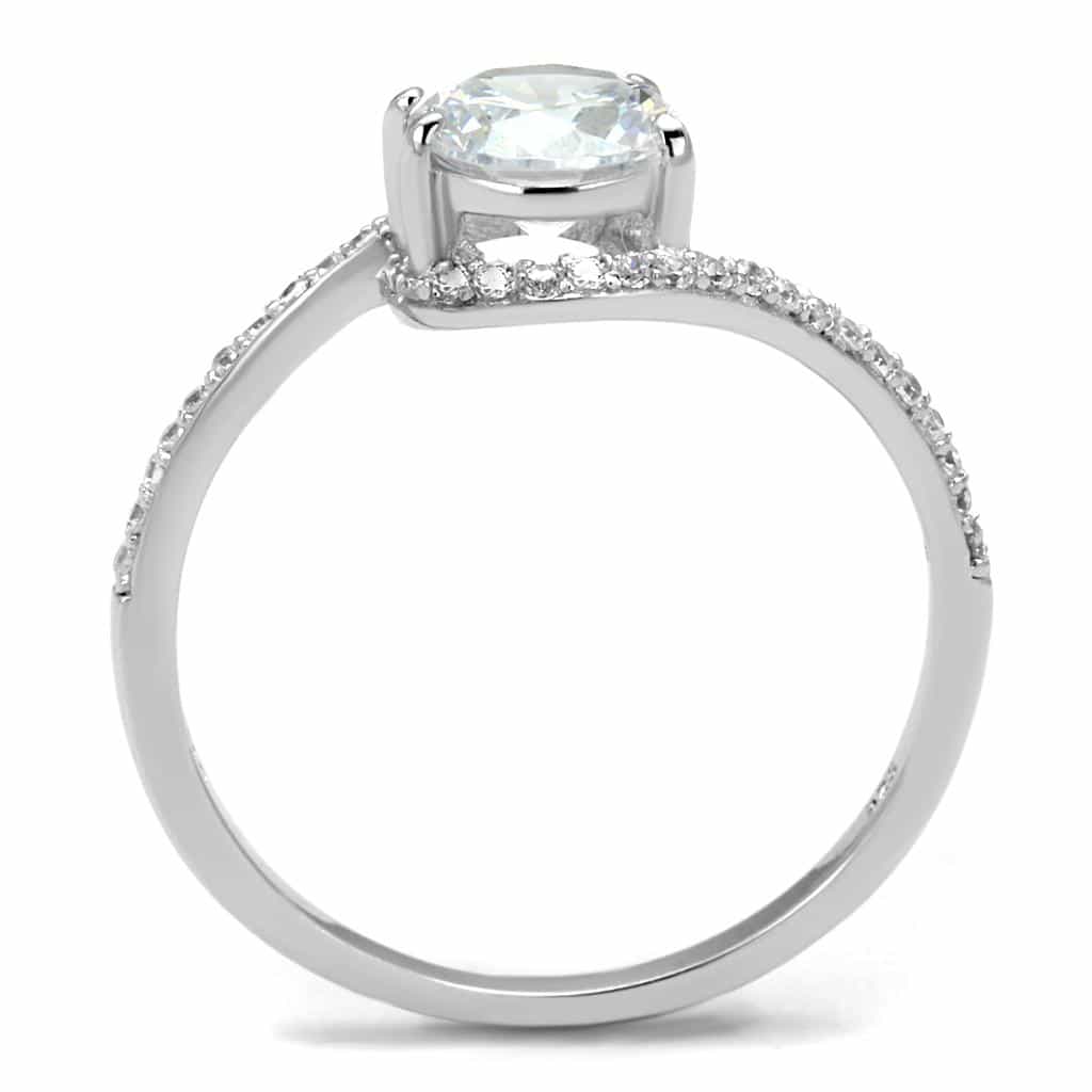 Sterling Silver CZ Round Swirl Bypass Pave Thin Ring TS536 view 8