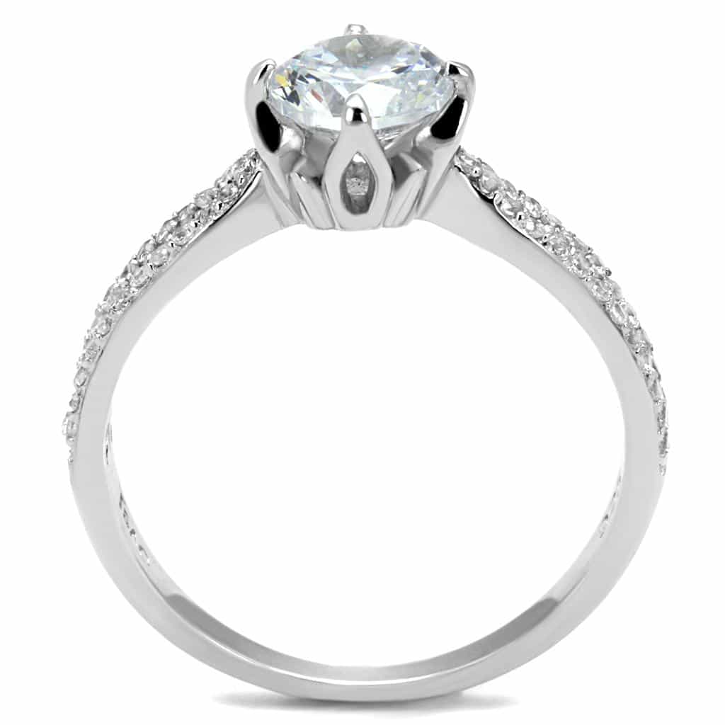 Sterling Silver CZ Round Twisted Pave Solitaire Ring view 8
