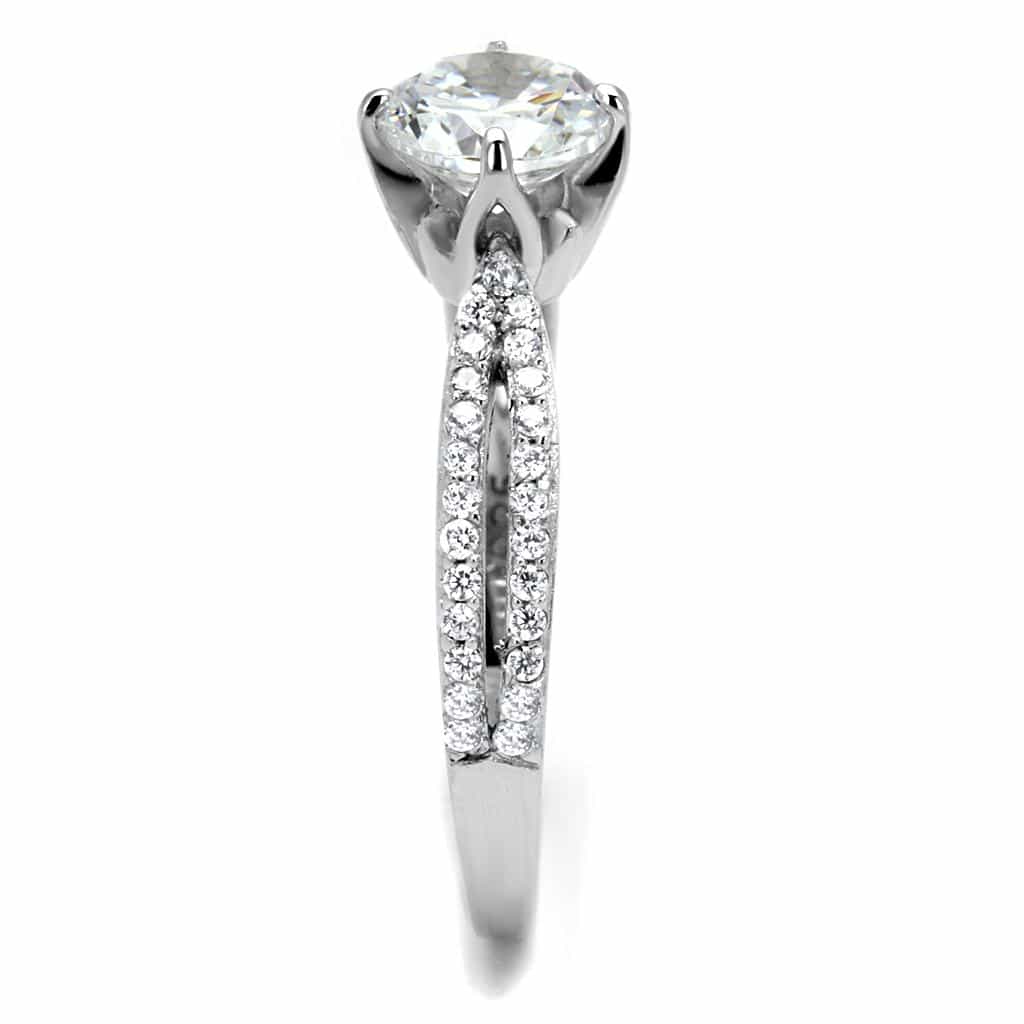 Sterling Silver CZ Round Twisted Pave Solitaire Ring view 4