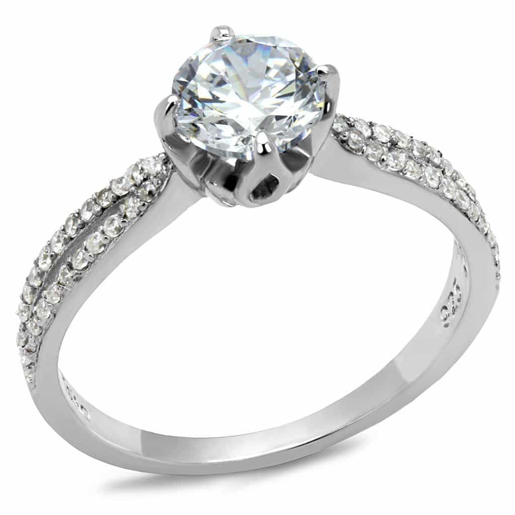 Sterling Silver CZ Round Twisted Pave Solitaire Ring view 10