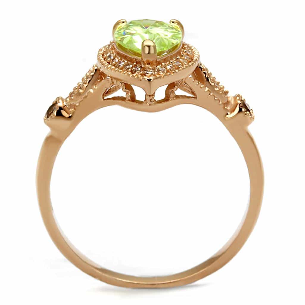 Sterling Silver Rose Gold Peridot Pear Halo Pave Ring view 8