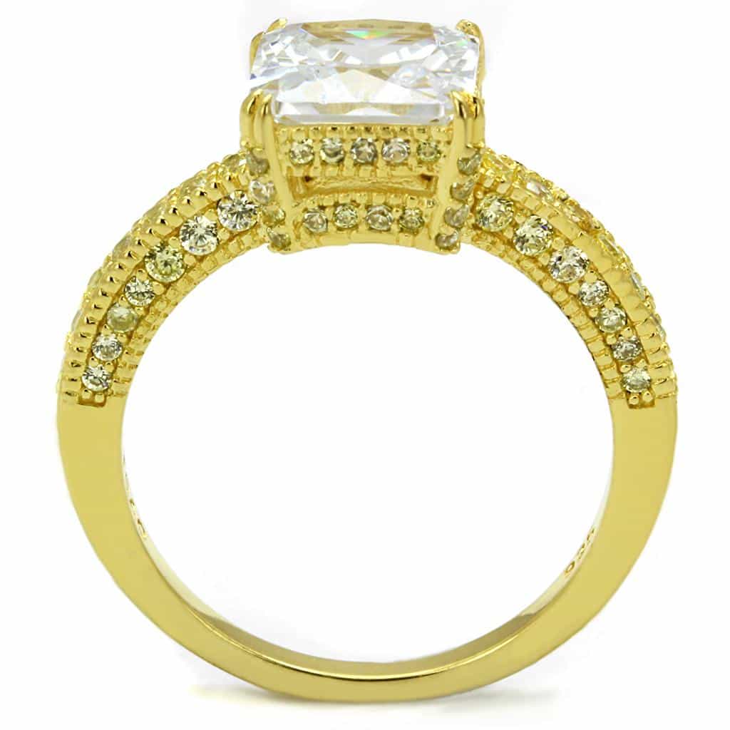 Sterling Silver Gold Two Tone CZ Princess Canary Pave Ring view 8