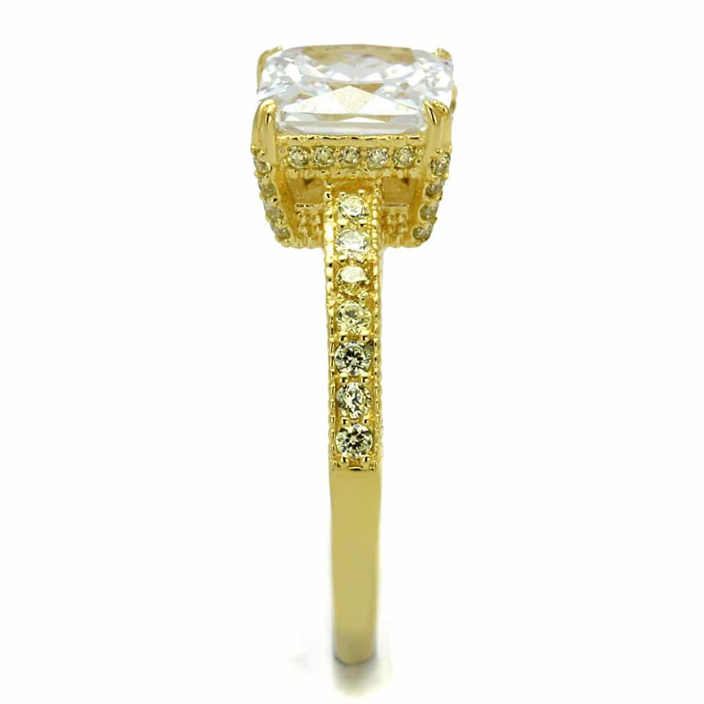 Sterling Silver Gold Two Tone CZ Princess Canary Pave Ring view 9