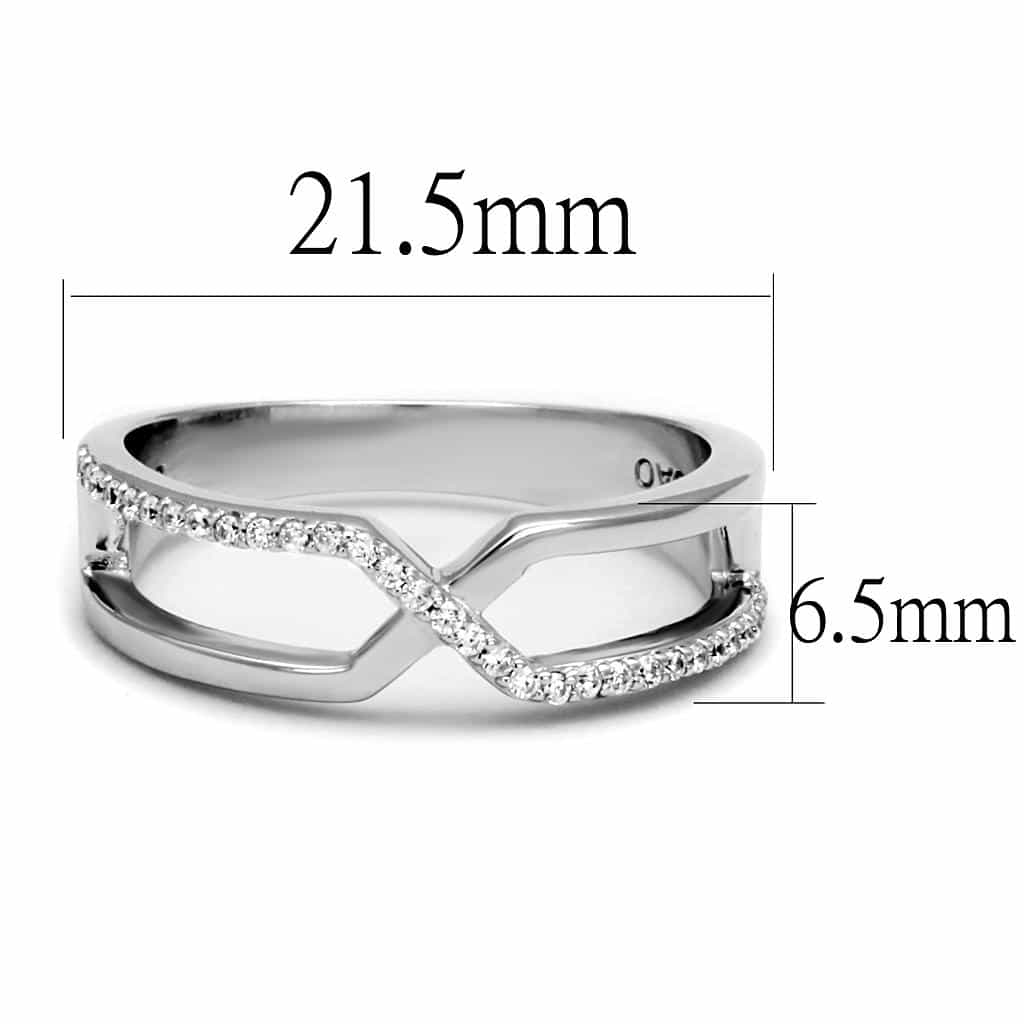 Sterling Silver CZ X Crossover Pave Open Ring view 7