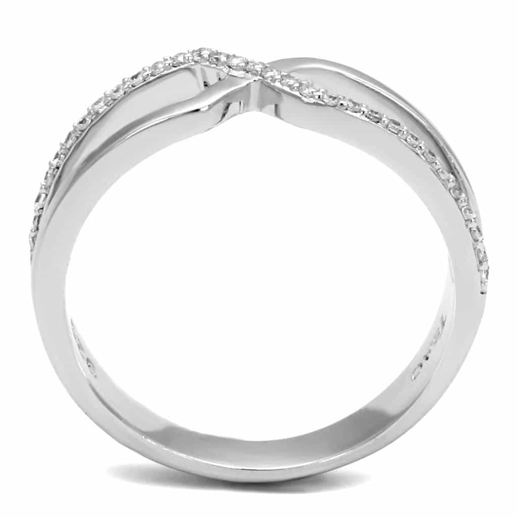 Sterling Silver CZ X Crossover Pave Open Ring view 8