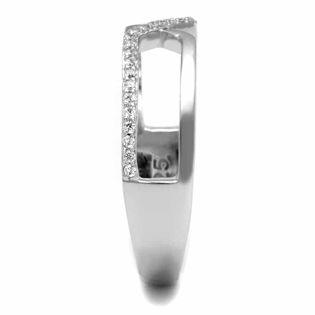Sterling Silver CZ X Crossover Pave Open Ring view 4