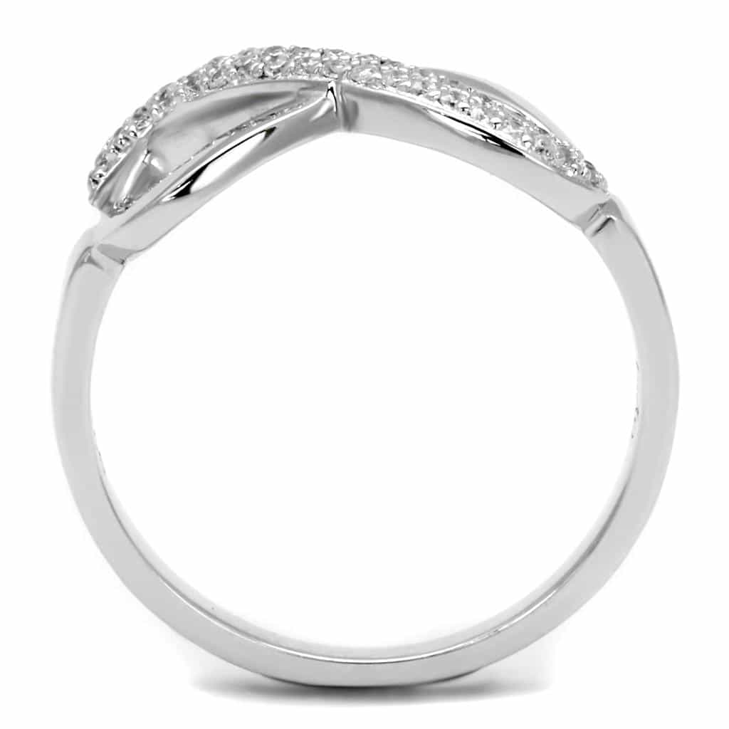 Sterling Silver CZ Pave Infinity Large Wide Ring view 3