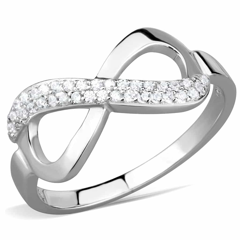Sterling Silver CZ Pave Infinity Large Wide Ring view 5