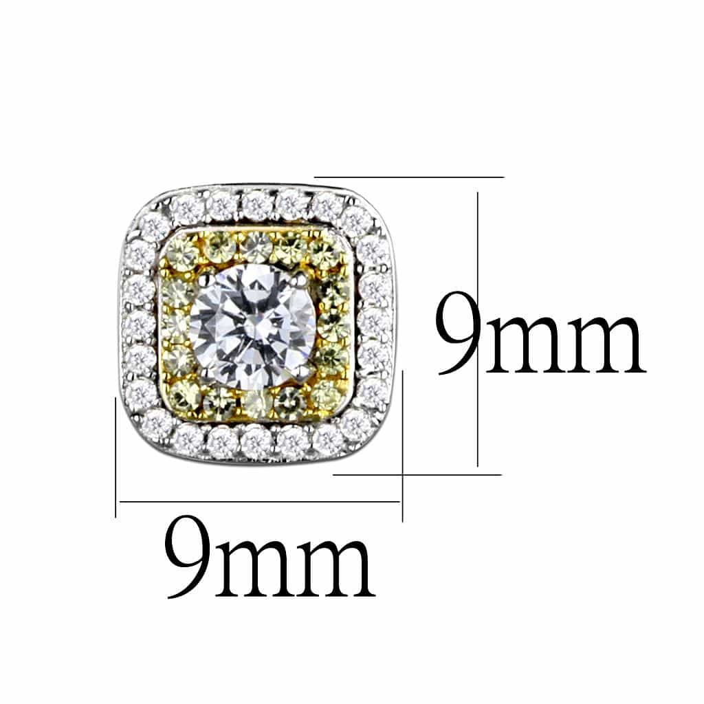 Sterling Silver Canary Yellow CZ Cushion Double Halo Earrings view 2