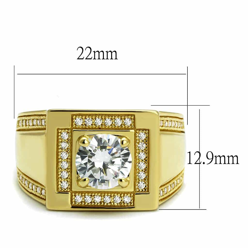Sterling Silver Gold Two Tone CZ Round Square Halo Pave Ring view 2