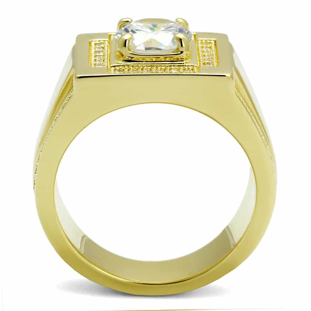 Sterling Silver Gold Two Tone CZ Round Square Halo Pave Ring view 3
