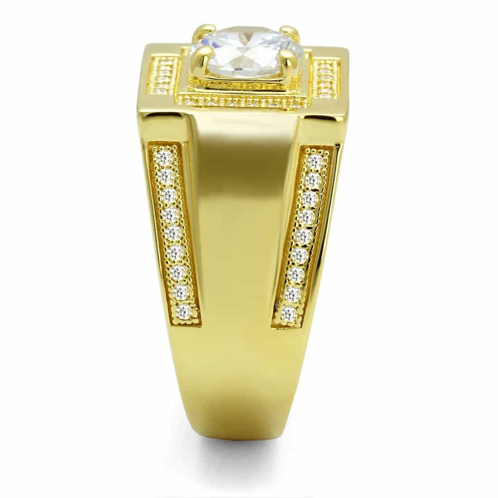 Sterling Silver Gold Two Tone CZ Round Square Halo Pave Ring view 9
