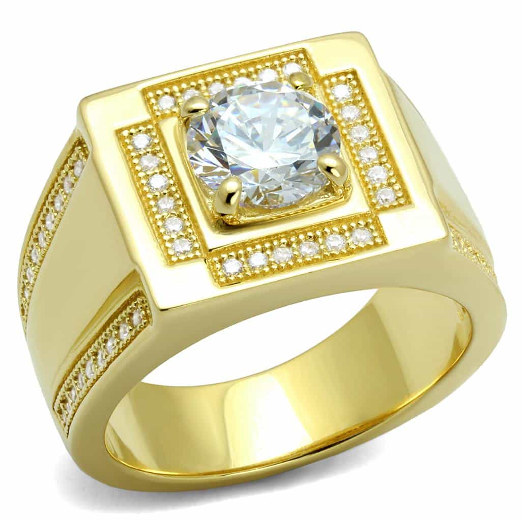 Sterling Silver Gold Two Tone CZ Round Square Halo Pave Ring view 10