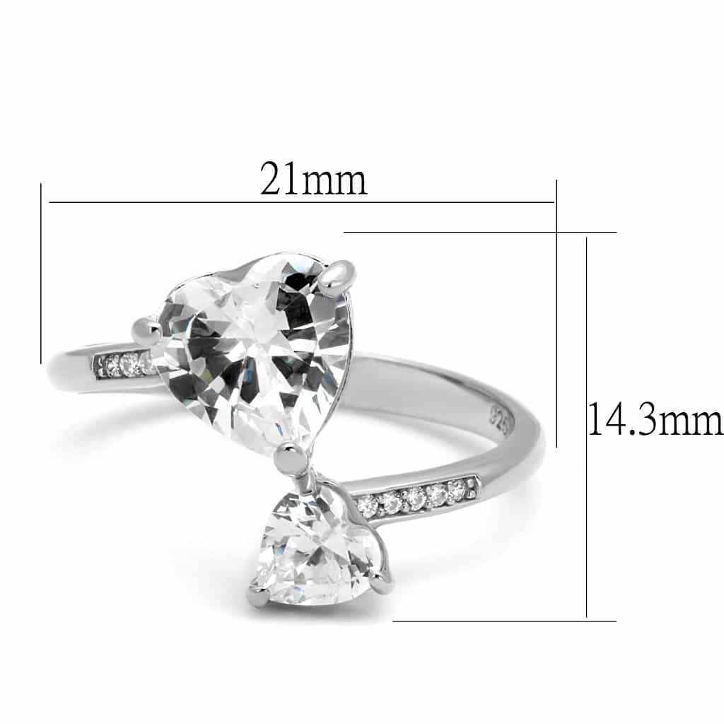 Sterling Silver CZ Pear Solitaire Pave Thin Ring view 2