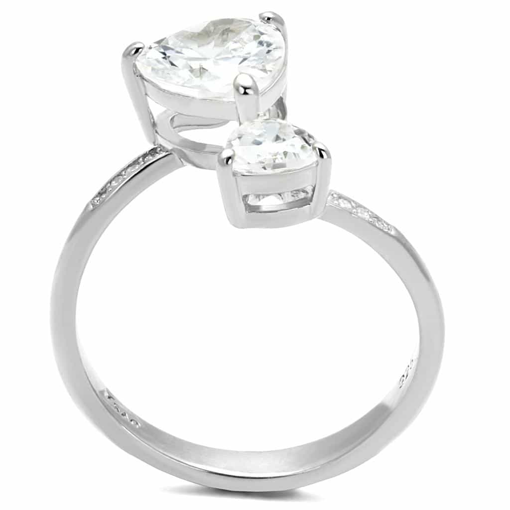 Sterling Silver CZ Pear Solitaire Pave Thin Ring view 3