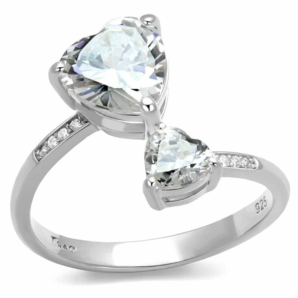 Sterling Silver CZ Pear Solitaire Pave Thin Ring view 10
