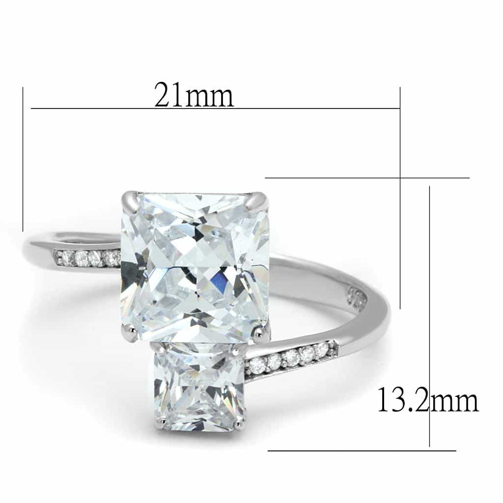 Sterling Silver CZ Princess Large Solitaire Pave Ring view 2