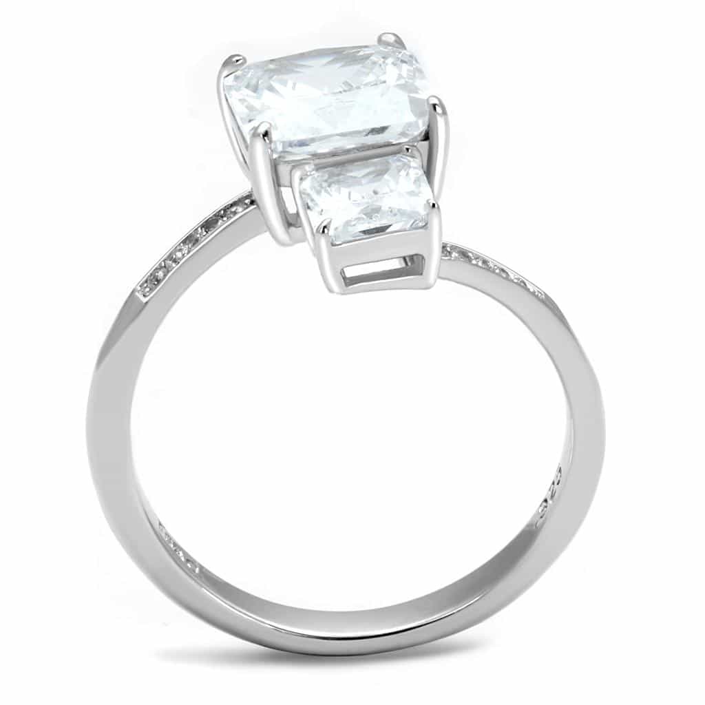 Sterling Silver CZ Princess Large Solitaire Pave Ring view 8