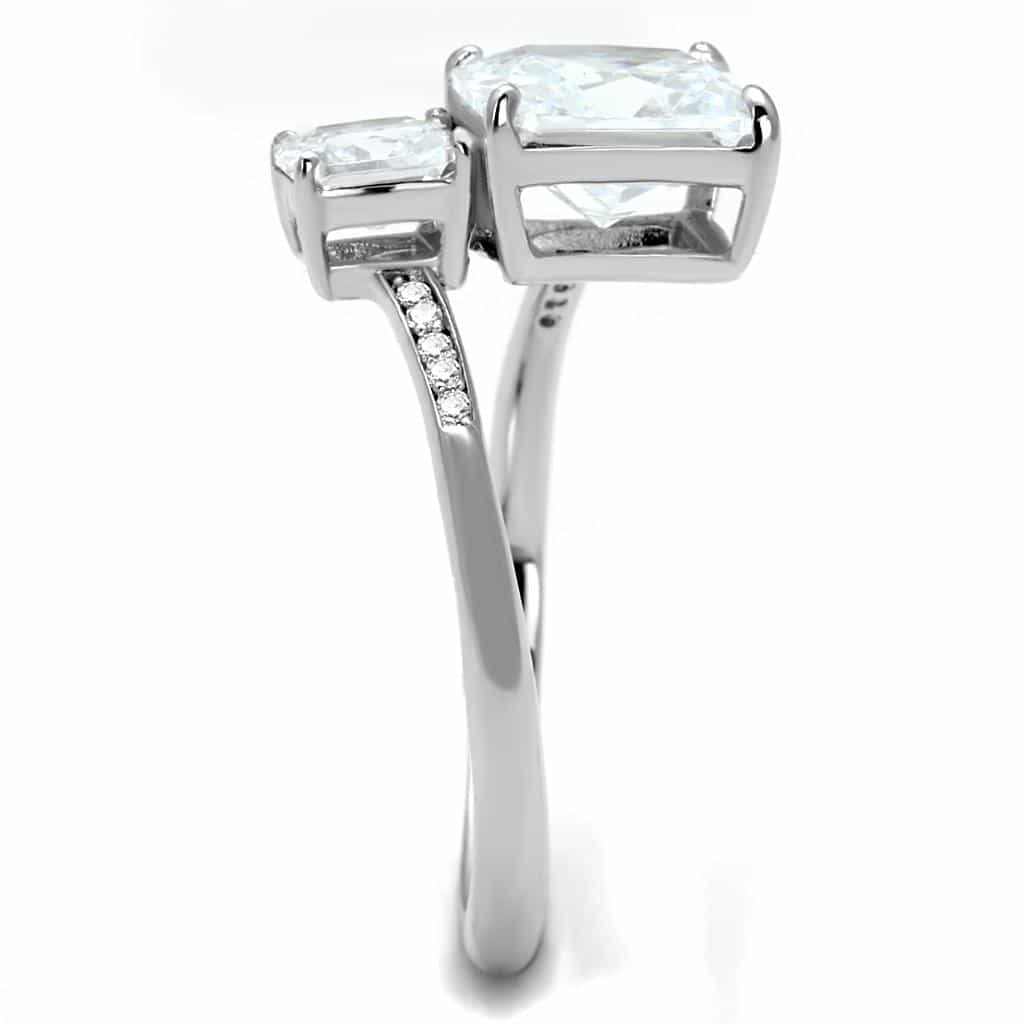 Sterling Silver CZ Princess Large Solitaire Pave Ring view 9