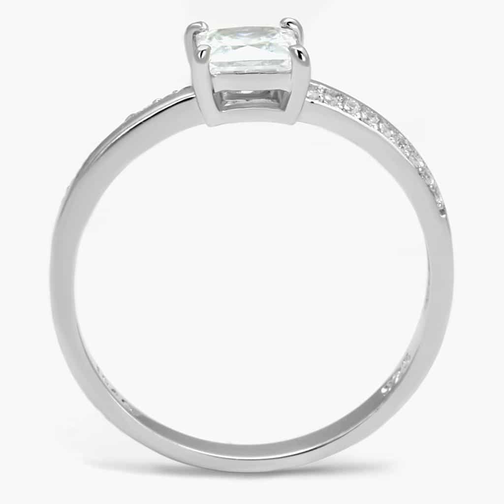 Sterling Silver CZ Princess Solitaire Pave Thin Ring view 8