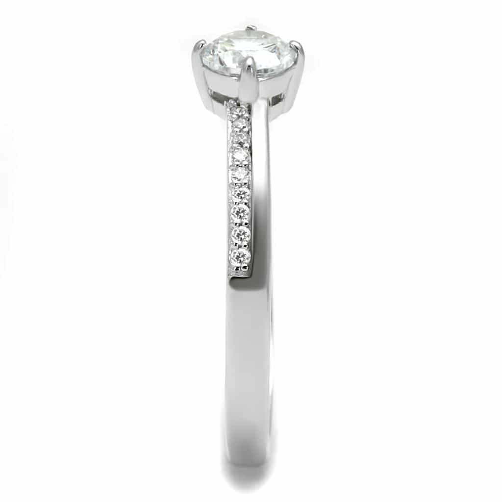 Sterling Silver CZ Round Solitaire Six Prong Pave Ring view 4