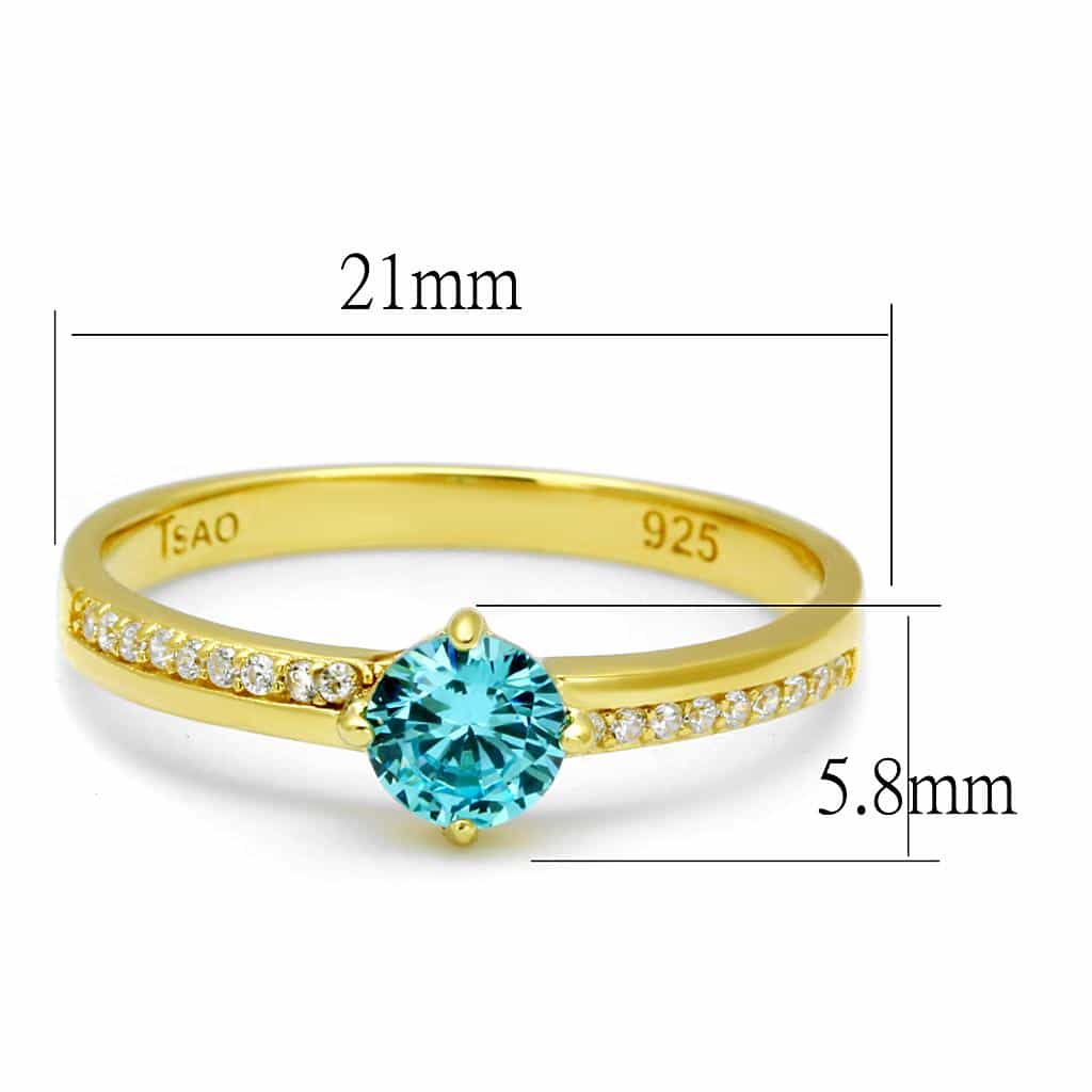 Sterling Silver Gold Two Tone Paraiba CZ Round Solitaire Ring view 8