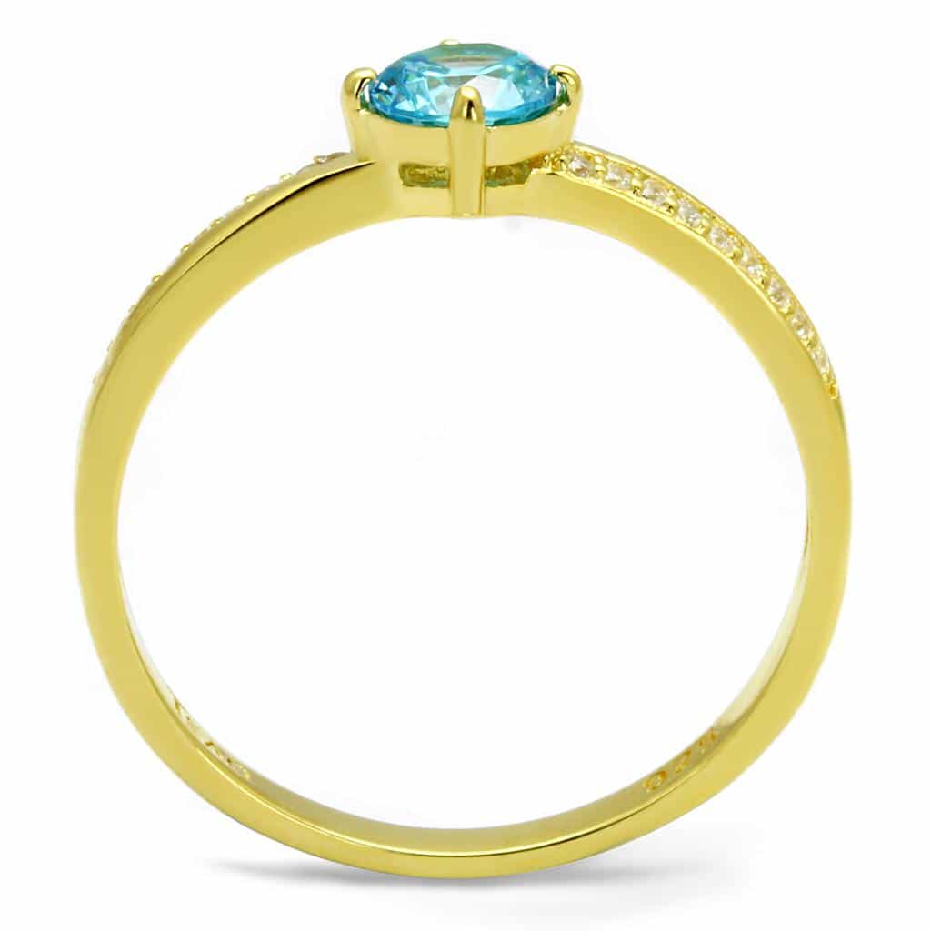 Sterling Silver Gold Two Tone Paraiba CZ Round Solitaire Ring view 9