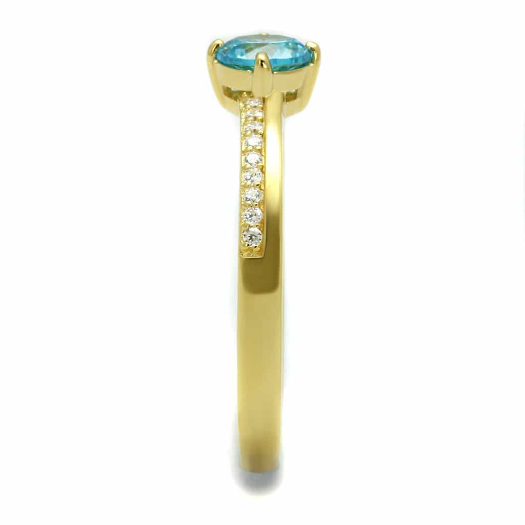 Sterling Silver Gold Two Tone Paraiba CZ Round Solitaire Ring view 4