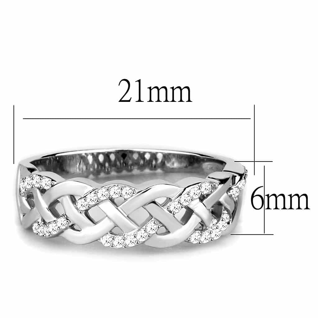 Sterling Silver CZ Pave Celtic Braid Weave Wide Ring view 7