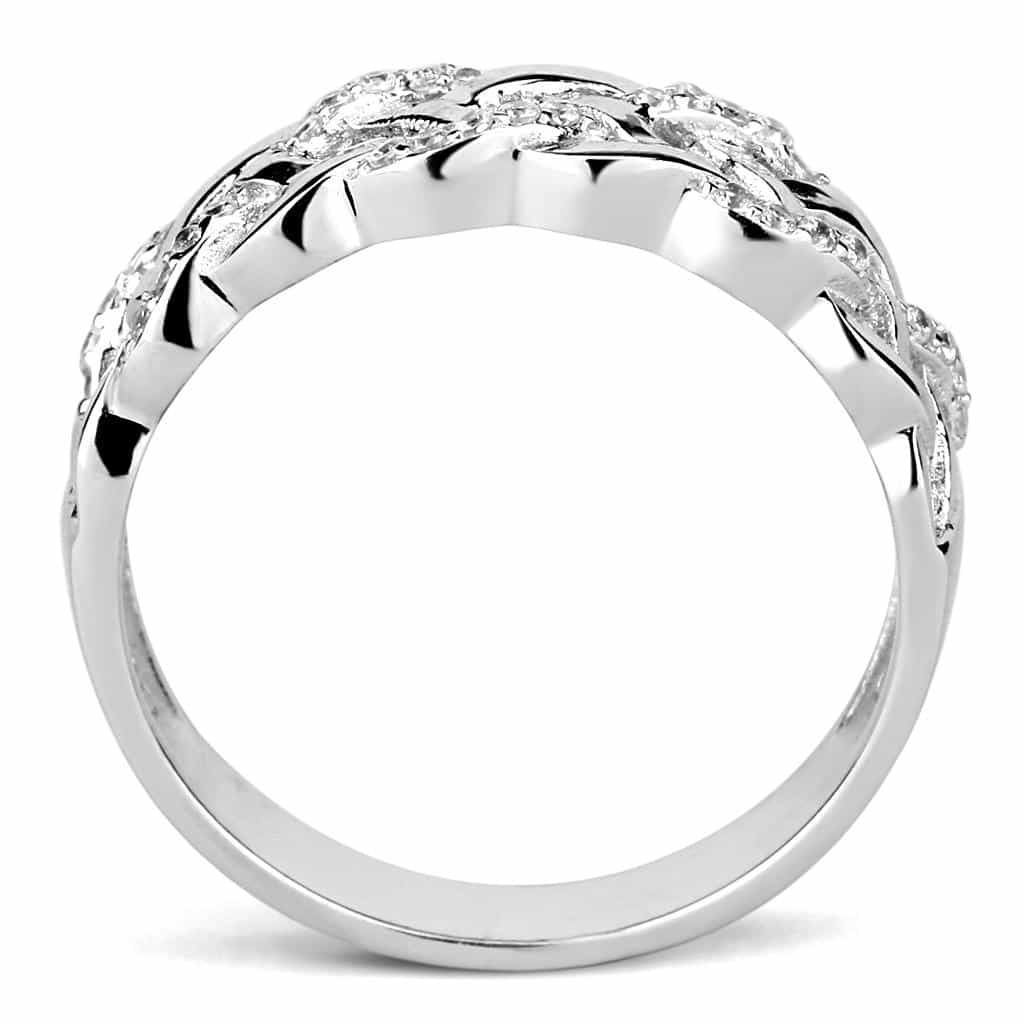 Sterling Silver CZ Pave Celtic Braid Weave Wide Ring view 3