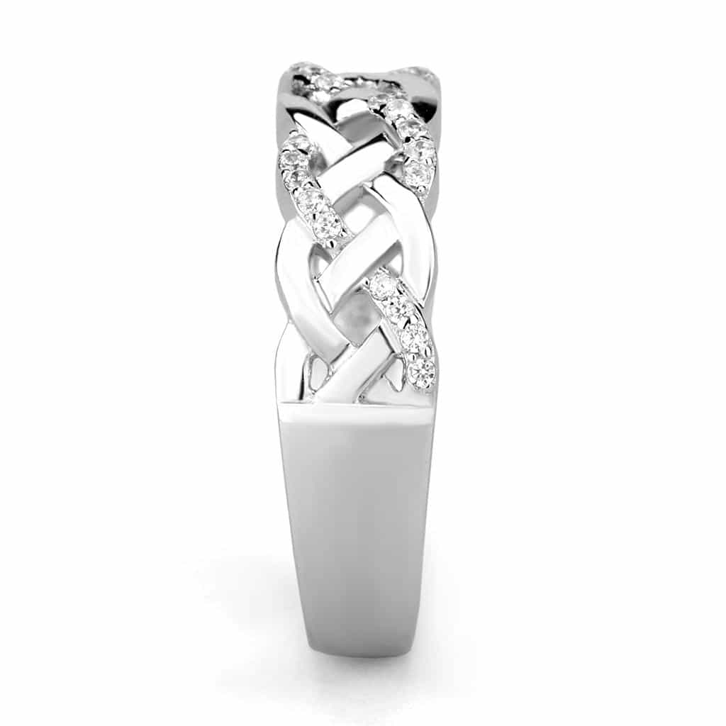 Sterling Silver CZ Pave Celtic Braid Weave Wide Ring view 9