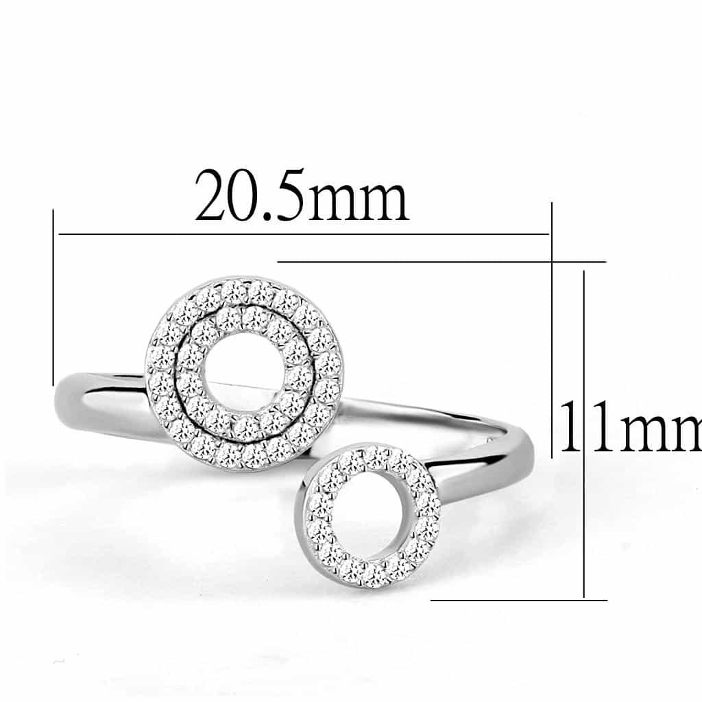 Sterling Silver CZ Pave Double Circle Open Ring view 7