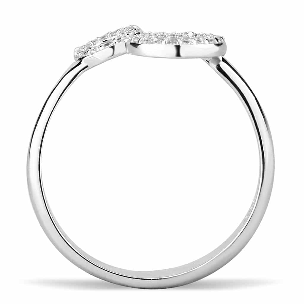 Sterling Silver CZ Pave Double Circle Open Ring view 8