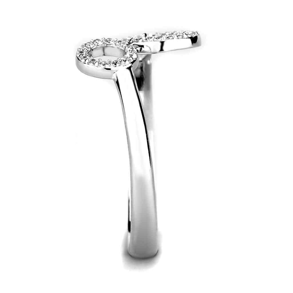 Sterling Silver CZ Pave Double Circle Open Ring view 9