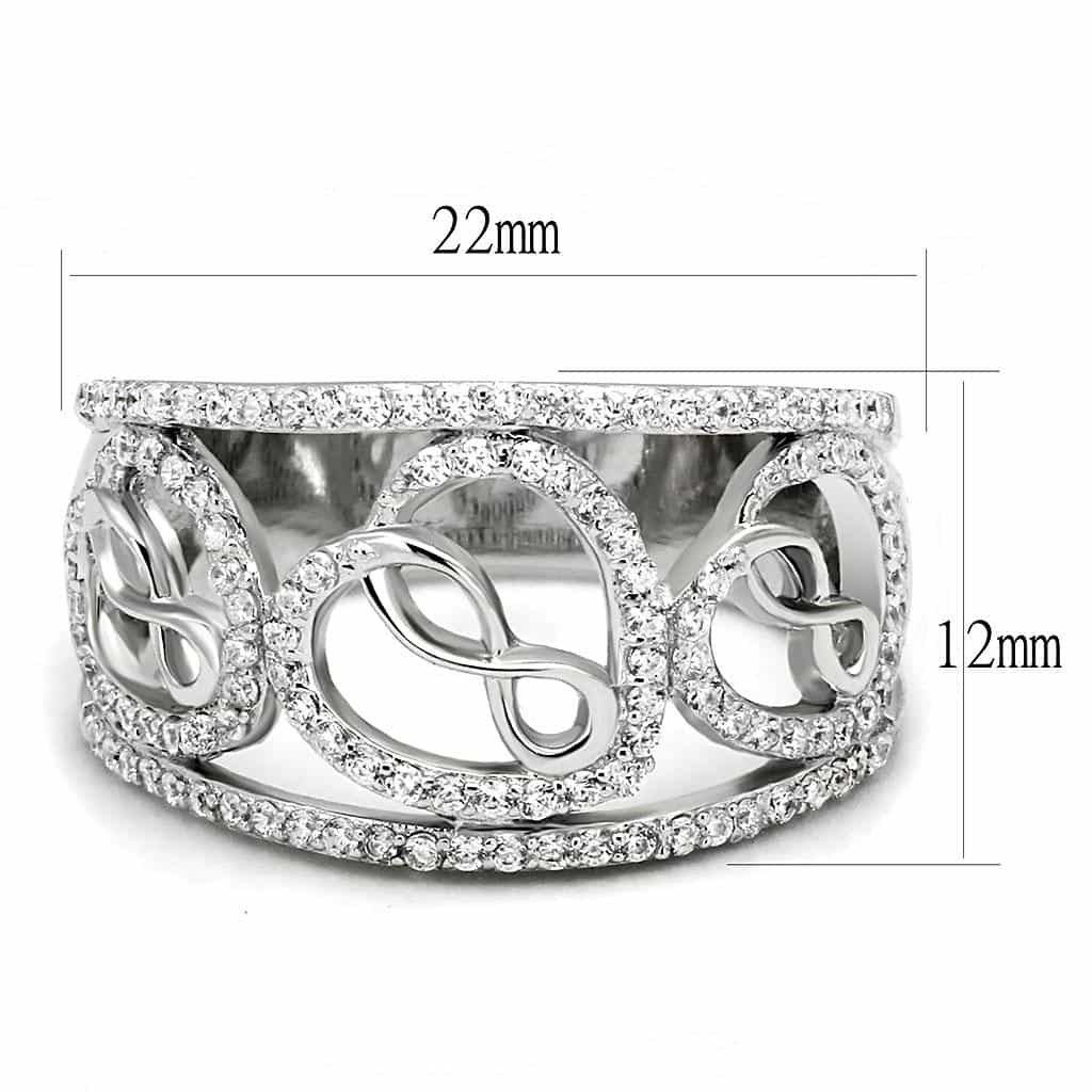 Sterling Silver CZ Pave Infinity Swirl Filigree Wide Ring view 7