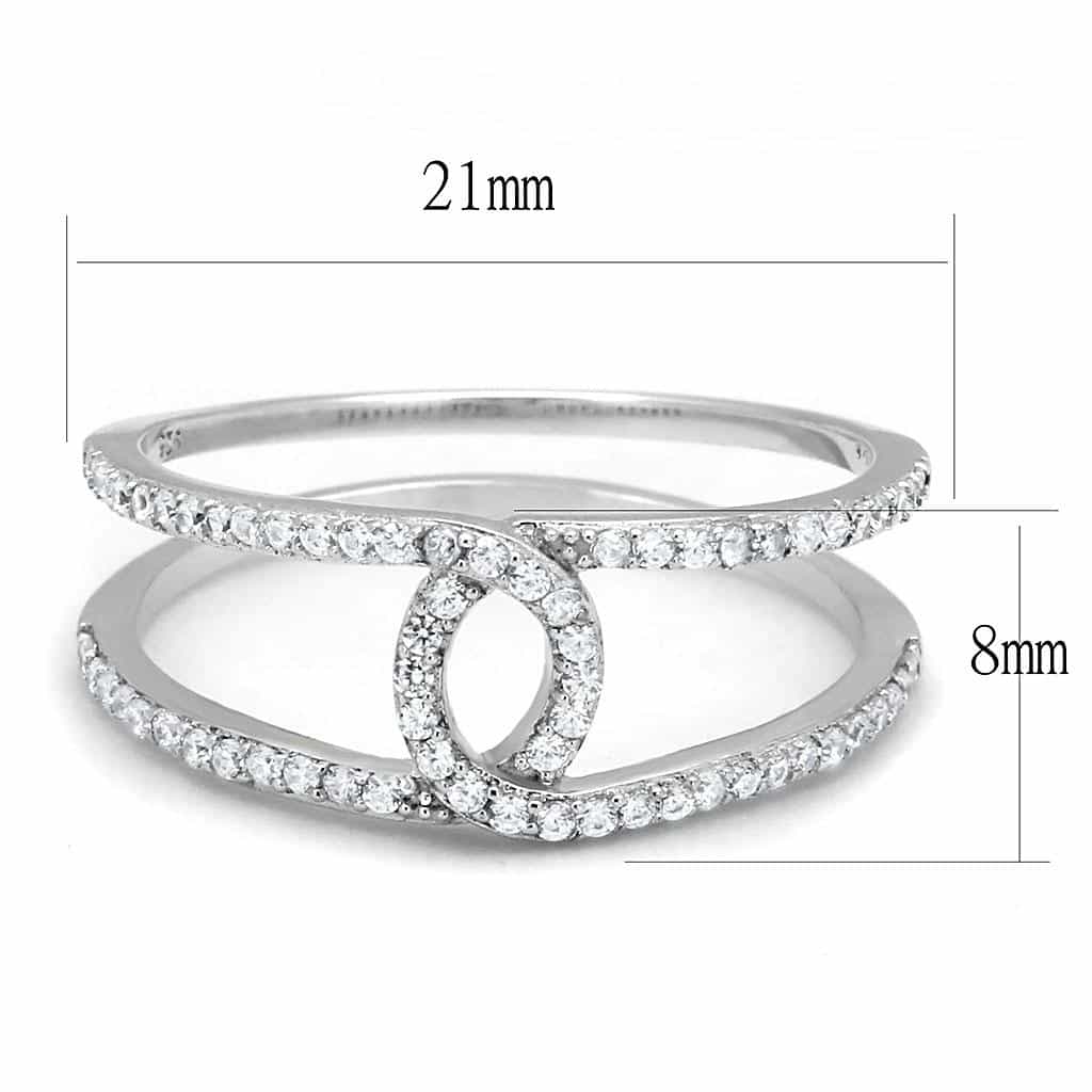 Sterling Silver CZ Pave Loop Knot Double Band Ring view 7