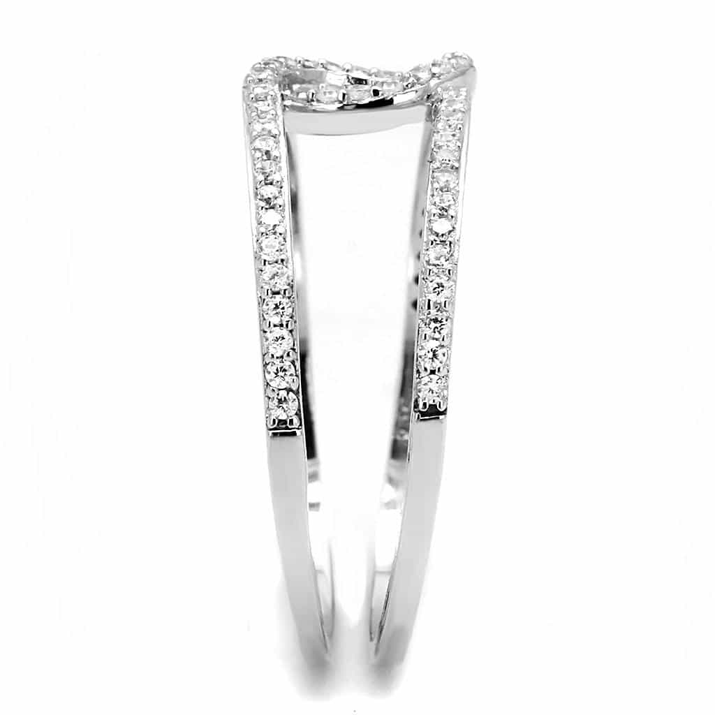 Sterling Silver CZ Pave Loop Knot Double Band Ring view 4