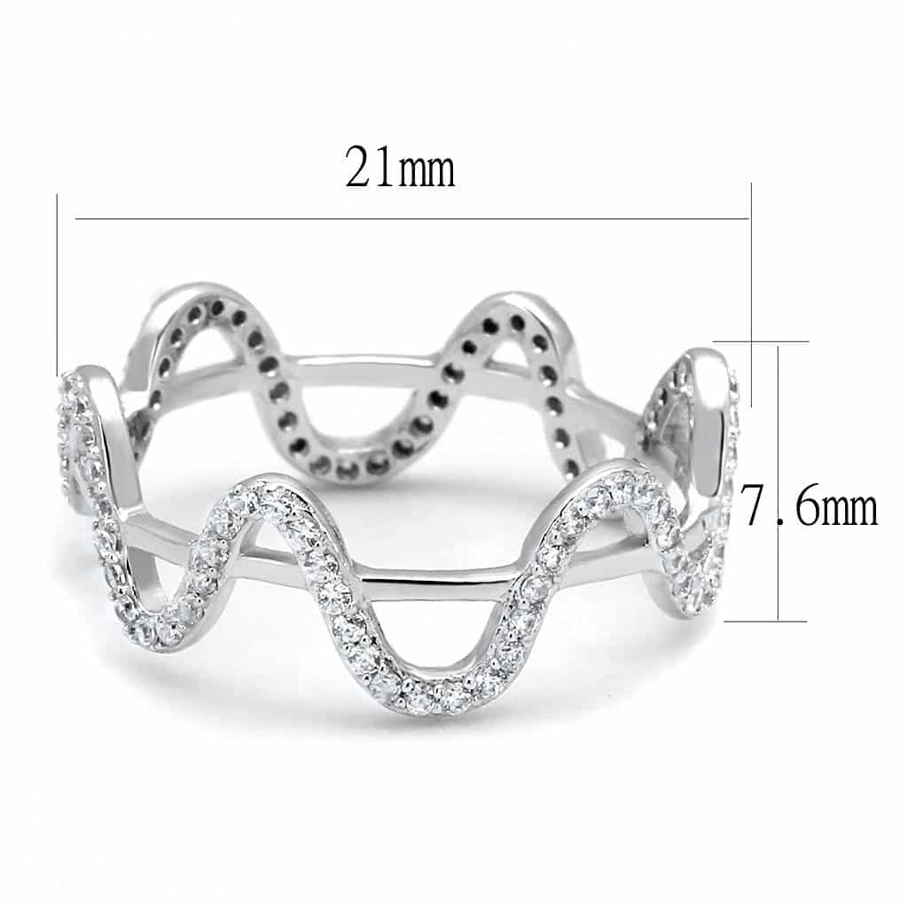 Sterling Silver CZ Pave Wave Scallop Stack Ring view 7